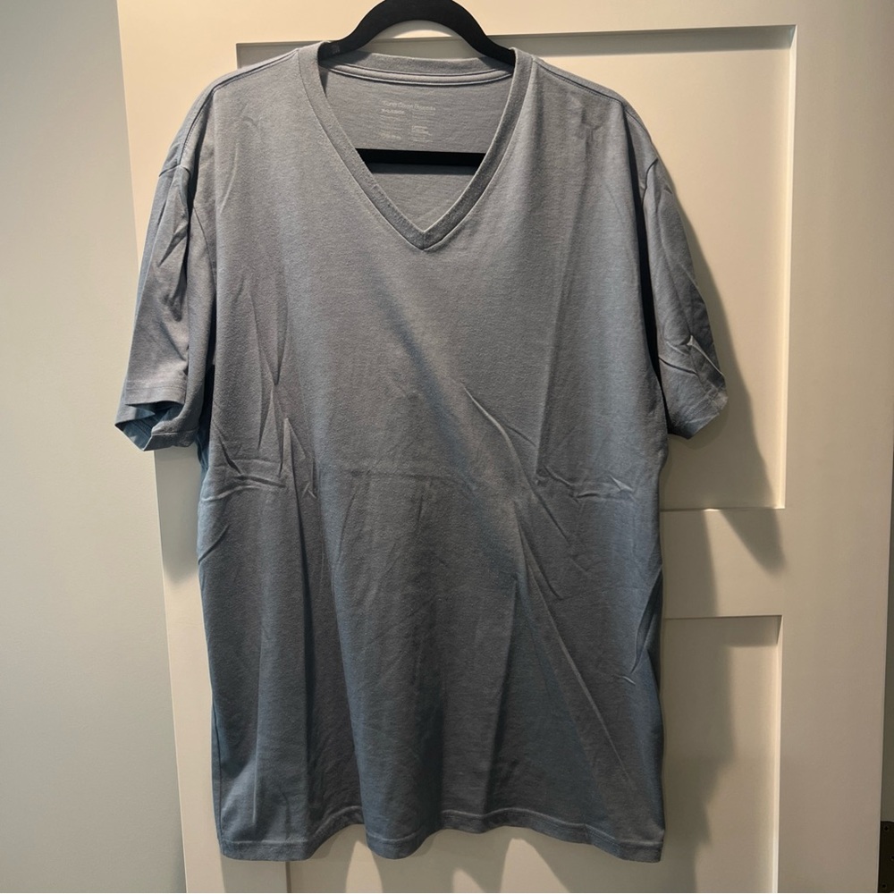 Men’s Fresh Clean Threads V Neck Short Sleeve T Shirt Light Blue XL